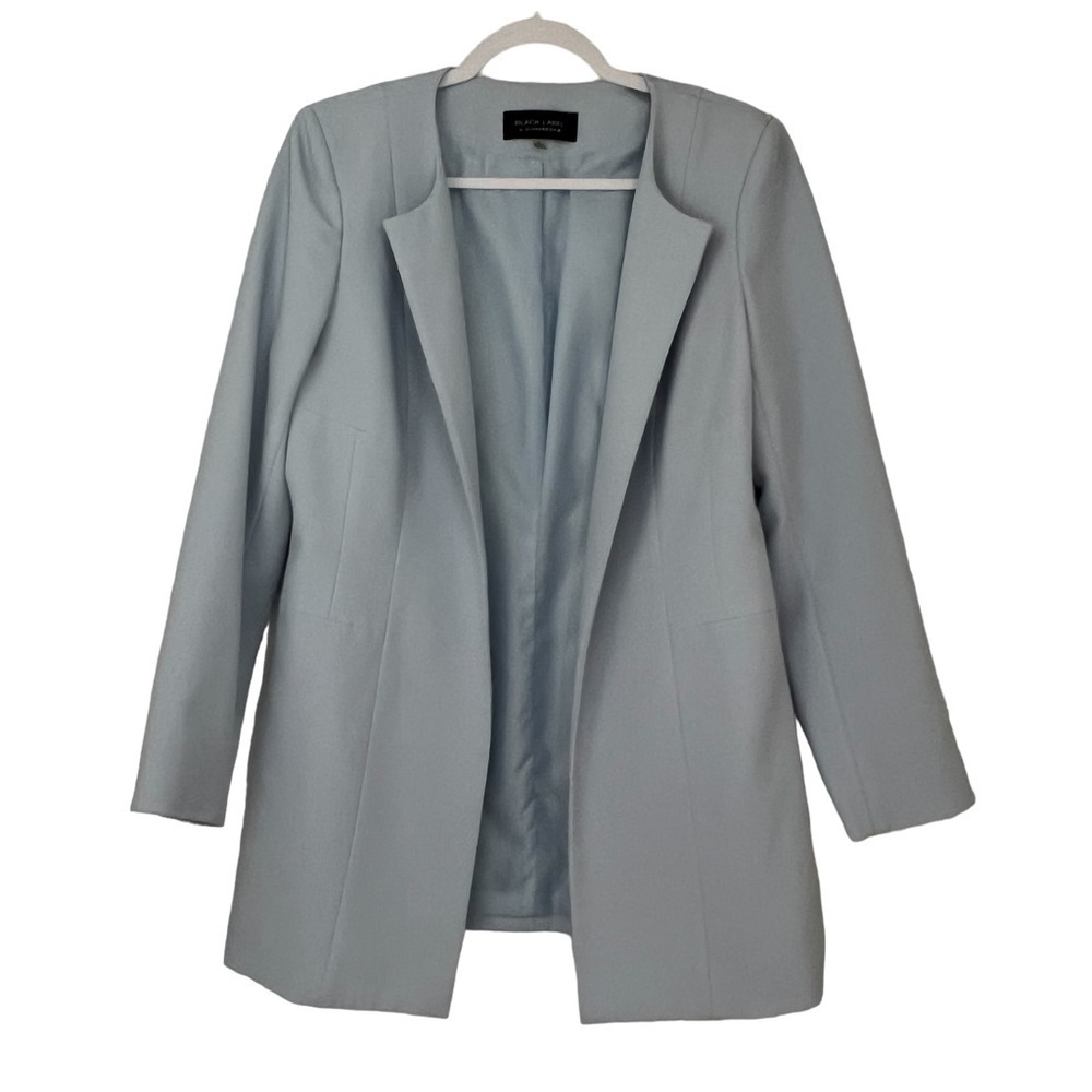 Black Label by Evan Picone Women's 8 Light Blue Blazer Open Front Long Jacket